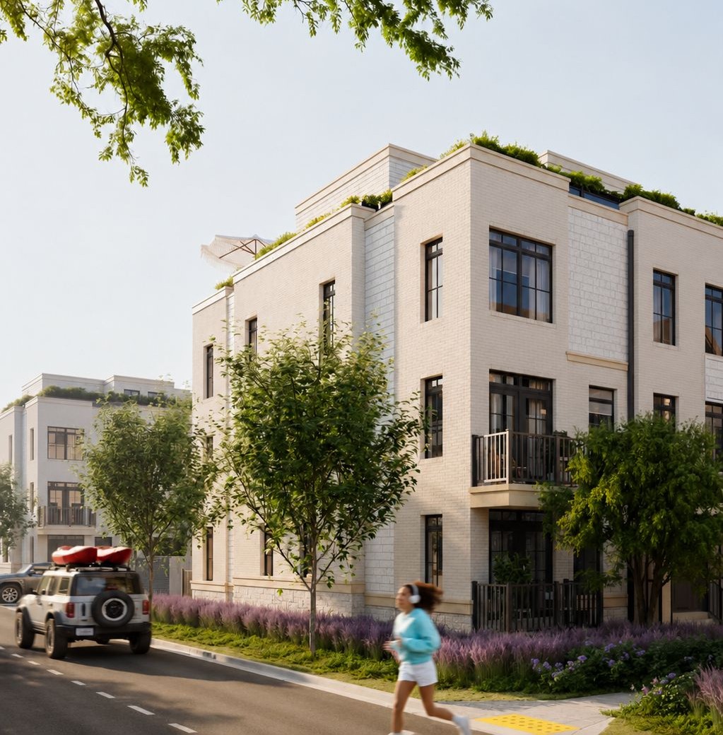 Artist rendering of South Banks three-storey townhomes
